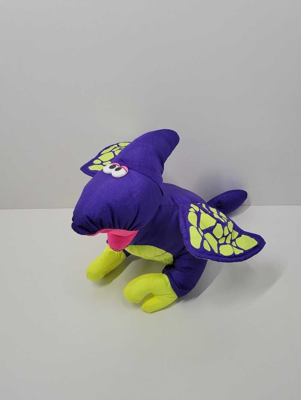 Vtg 1992 Fisher-Price Puffalump Purple Parachute Pterodactyl Dinosaur 12" Plush